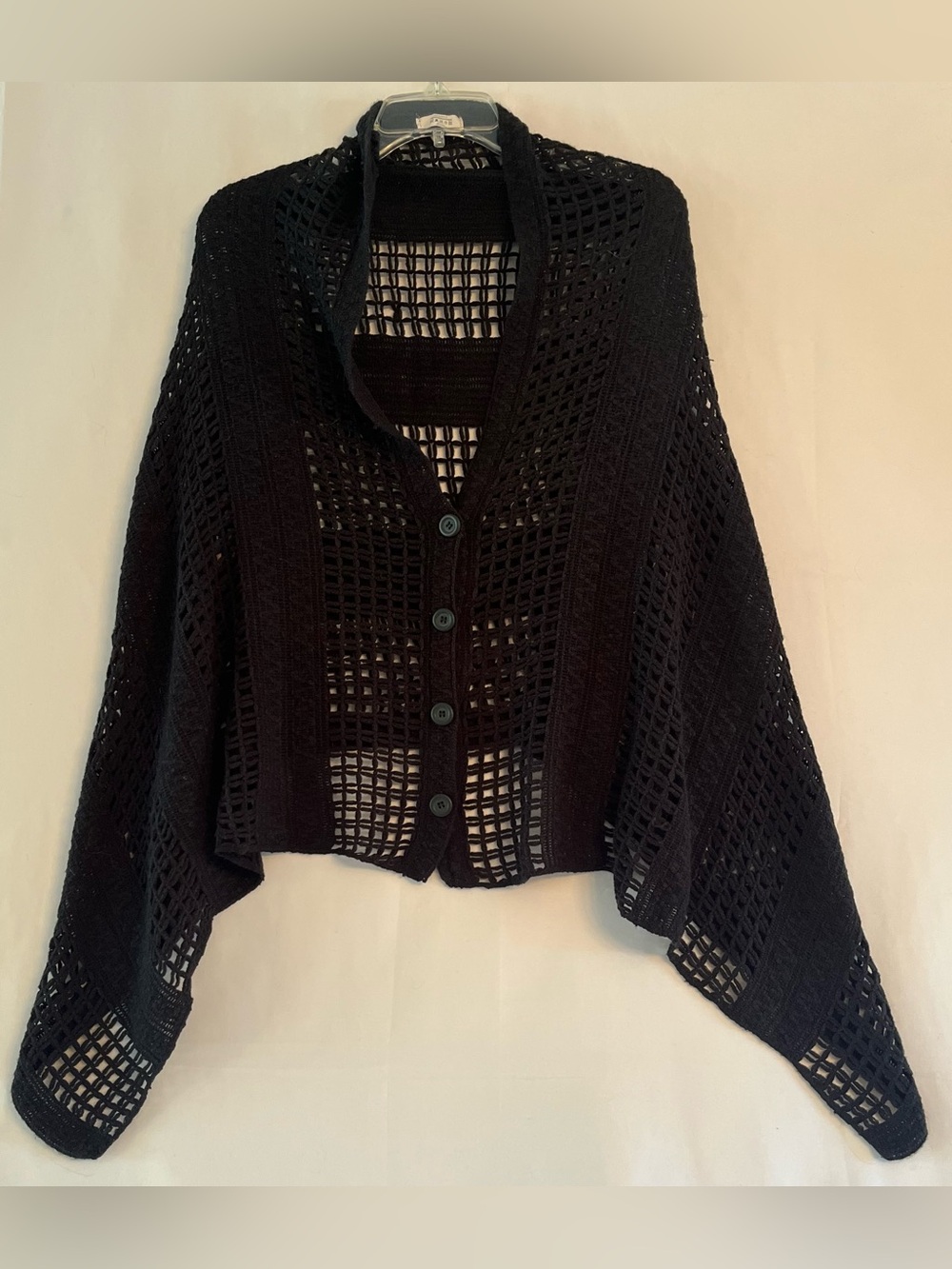 Black Open Knit Crochet Cardigan Shawl Whimsigoth Boho